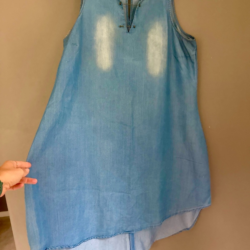 Jeans Sleeveless Blue Dress knee length plus size 1X